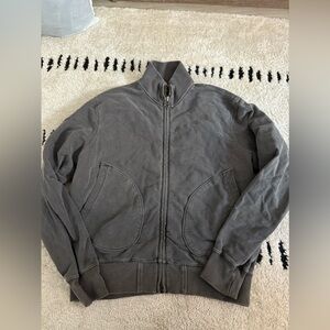 Huckberry Buck Mason Full Zip Cotton Bomber Style Gray Jacket Men's Size Large